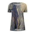 thumbnail image 4 of hoksml Vêtements d'Automne pour Femmes 2022 Mode Grande Taille Femme Décontractée Col Rond Imprimé Blouse Manches Courtes T-Shirt Tunique d'Été Hauts Liquidation, 4 of 5