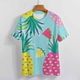 thumbnail image 3 of Lunarable Pineapple Womens Tops Women's Fashion Casual Short Sleeve Flower Print Round Neck Pullover Top Blouse, 3 of 6