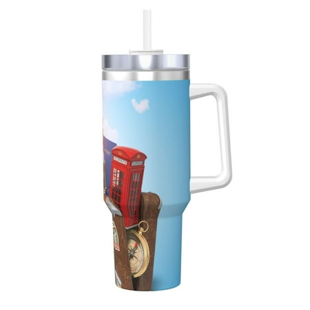 

Uemuo Trip to London Print 40oz Ice Bully With Handle And Straw Stainless Steel Vacuum Insulated Cup And 2 In 1 Straw Lid Insulated Travel Tumbler