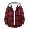thumbnail image 1 of Camisas Casuales Para Hombre Camisa informal con estampado a cuadros de otoño e invierno para hombre, blusa de manga larga con cuello encapuchado (Red, L), 1 of 7