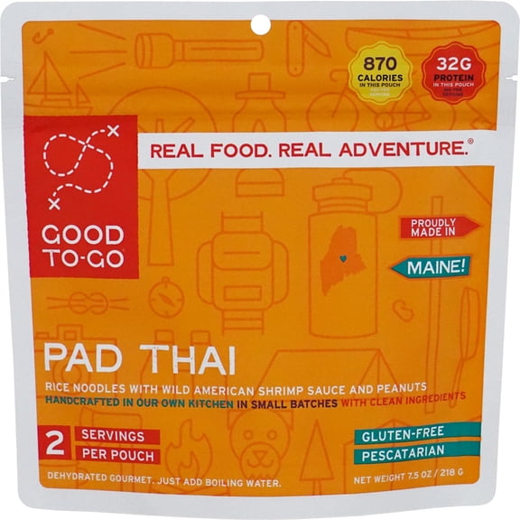 GOOD TO-GO Pad Thai - Double Serving | Dehydrated Backpacking and Camping Food | Lightweight | Easy to Prepare