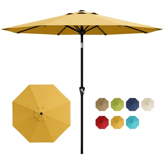 9FT Patio Umbrella Outdoor, UV Protection UPF 50 Market Umbrella with Crank & Tilt, 8 Steel Ribs, Waterproof Sun Shade for Garden, Balcony, Pool (Base Not Included)