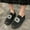 #146-Black, variant on Wowcloth Women's Fashion Casual Slip-On Shoes – Comfortable Breathable Flyknit Round Toe with Solid Color Crystal Decors for Everyday Wear