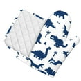 thumbnail image 2 of Kll Collection Of Cute Cartoon Dinosaurs Blue Silhouette Pattern Oven Gloves And Pot Holders Grill Gloves - Oven Gloves And Pot Holders, Non-Slip Cooking Gloves With Recycled Pads, 2 of 9