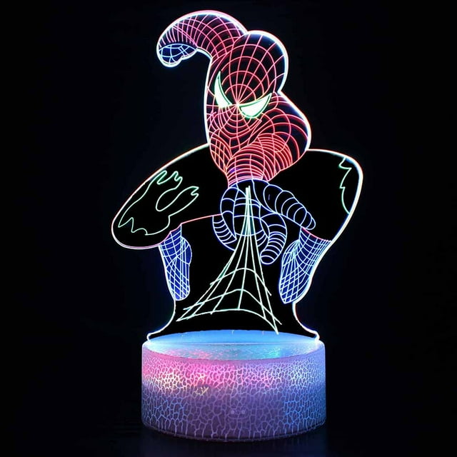 Luz nocturna Gwens Spiders 3D LED que cambia de color para niños