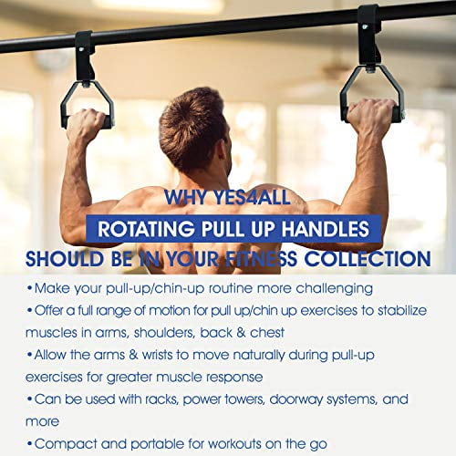 Yes4All Rotating Pull Up Handles Great for Chin Up with Non-Slip and Foam Pad 