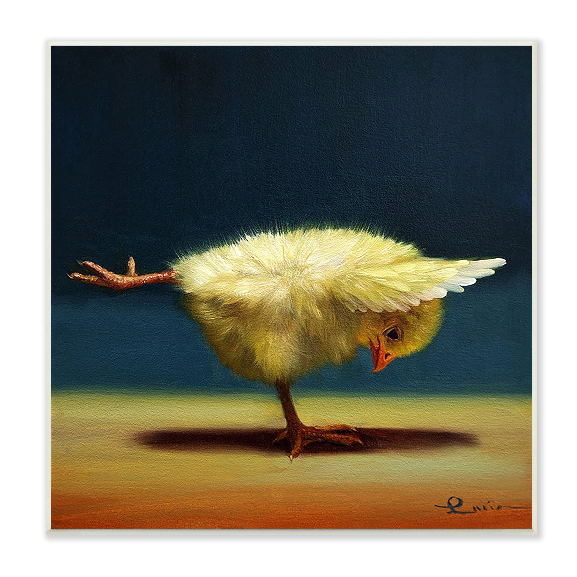 Stupell Industries Yoga Chicks Warrior III Pose Funny Animal Painting,12 x 12,Design by Lucia Heffernan