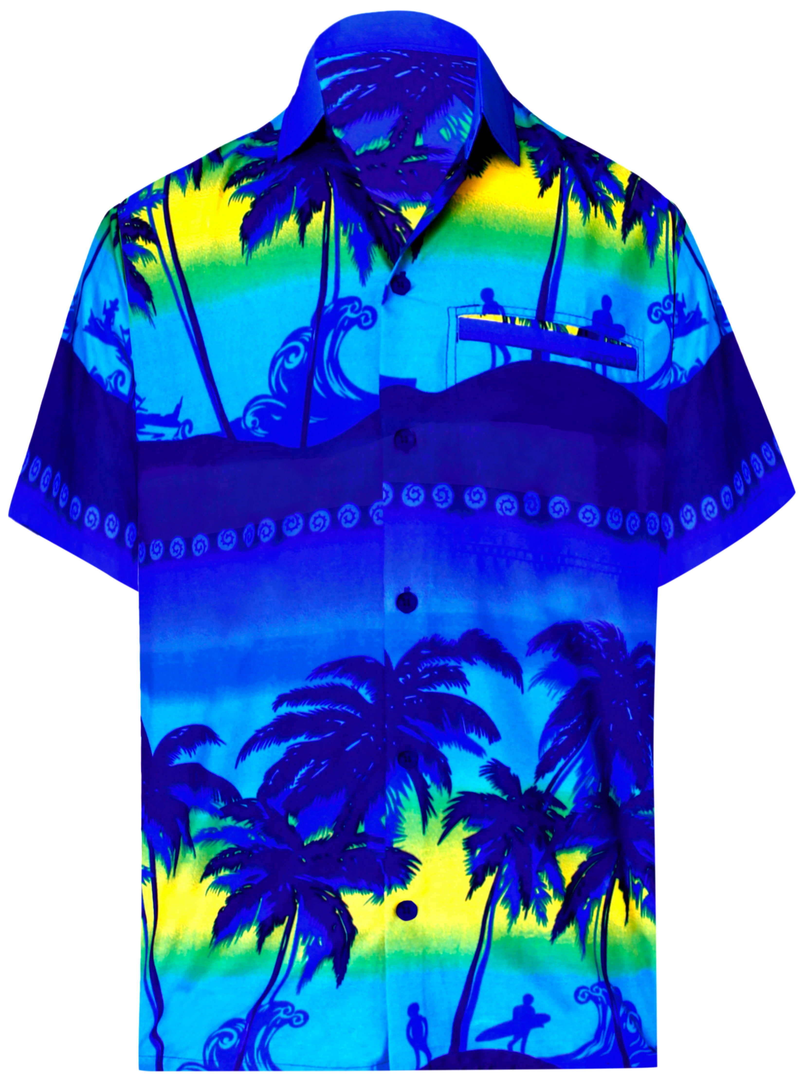 HAPPY BAY Men's Funky Beach Button Down Hawaiian Shirts 7XL Blue ...