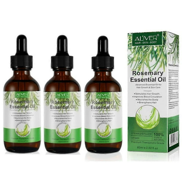3pcs Organic Rosemary Essential Oil For Hair Growth ,100% Natural Nourishes Hair