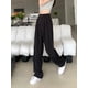 thumbnail image 2 of Pantalones anchos de cintura alta para mujer, holgados, de verano, para tiempo libre, a la moda, largos, cómodos, para oficina, estilo japonés, lisos, plisados., 2 of 6