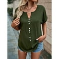 thumbnail image 4 of Mittory Plus Size T Shirts for Women Tops Summer Casual Short Sleeve Henley V Neck Button Up Tunic Loose Fit, 4 of 7