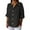 A Black, variant on Linen Tops for Women Summer V Neck 3/4 Length Sleeve Womens Tops with Button Roll-Up Sleeve Casual Loose Fit Blouses Black L