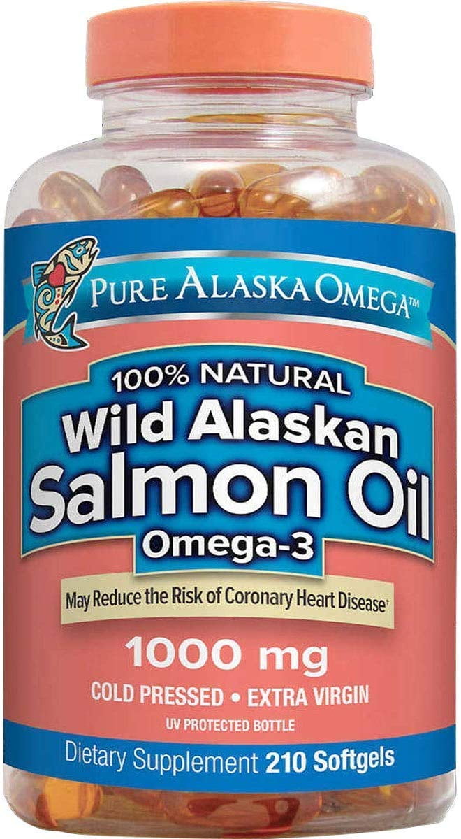 Pure Alaska Omega 100% Natural Wild Alaskan Salmon Oil 1000 mg, 210 ct Softgels