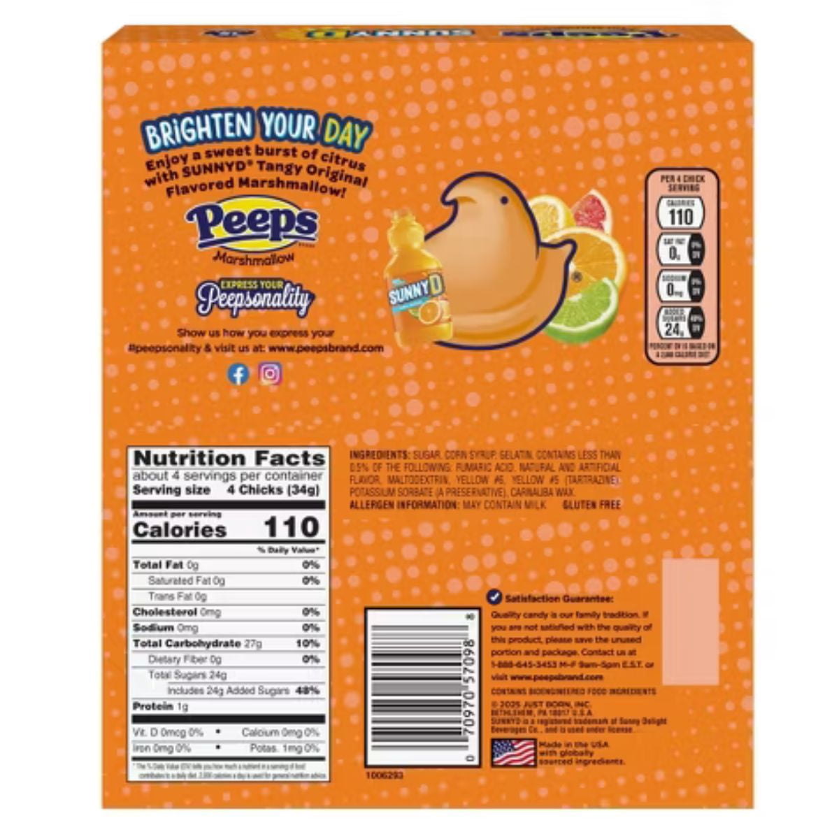 Peeps® Marshmallow Candy Variety 2-Pack – Sunny D Citrus (4.5 oz) & Chili Mango Lime (3 oz) – Limited Edition Easter Candy – 7.5 oz Total