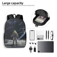 thumbnail image 4 of Uemuo Astronaut Standing In The Moon Printed Durable 17-inch Student Backpack - Lightweight, Waterproof, Adjustable Straps, Ideal for School, Work, Travel, 4 of 5