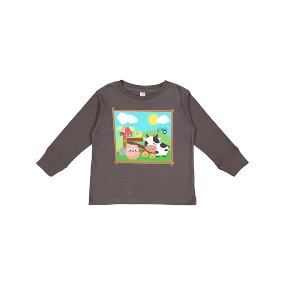 Inktastic Farm Animals with Cow, Chick and Pig Boys or Girls Long Sleeve Toddler T-Shirt