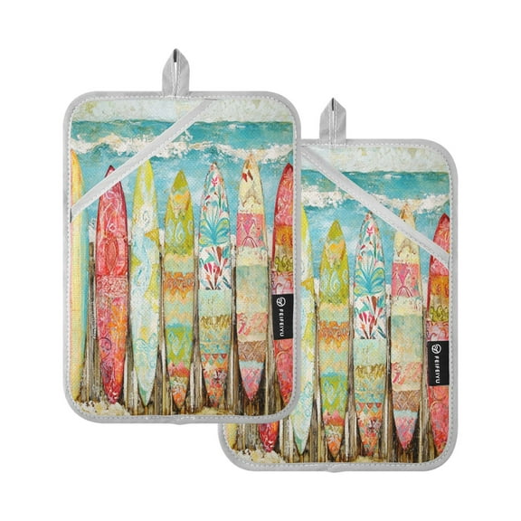 BZSMCE Pot Holder Oven Mitts Cooking baking Surfboard by The Sea Creative Pattern Size:7x9.8in