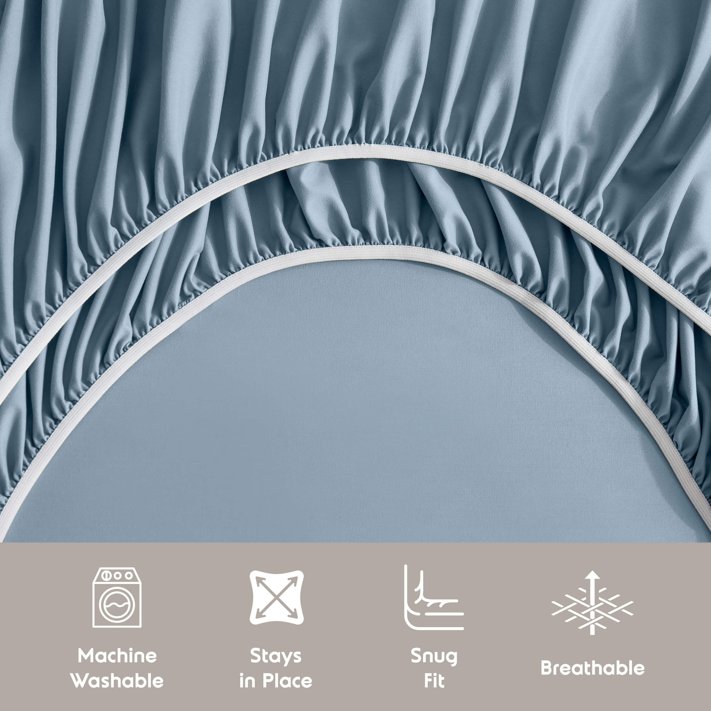 LammaLoe Extra Deep Pocket Twin Xl Sheets Set, 3 Piece, Fits 18"-24" Mattress, Breathable & Extra Soft Bed Sheets, Stone Blue