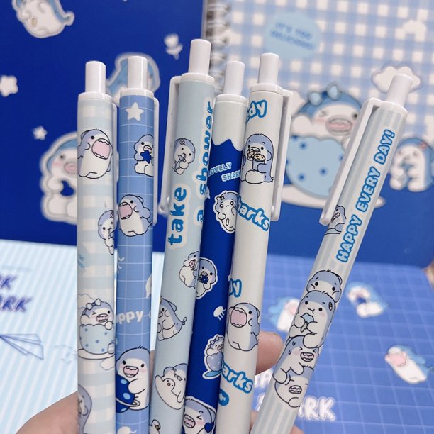 Blue Shark-bolígrafo de Gel para bebé, bolígrafo Rollerball, material escolar y de oficina, papelería de 0,5mm, tinta negra