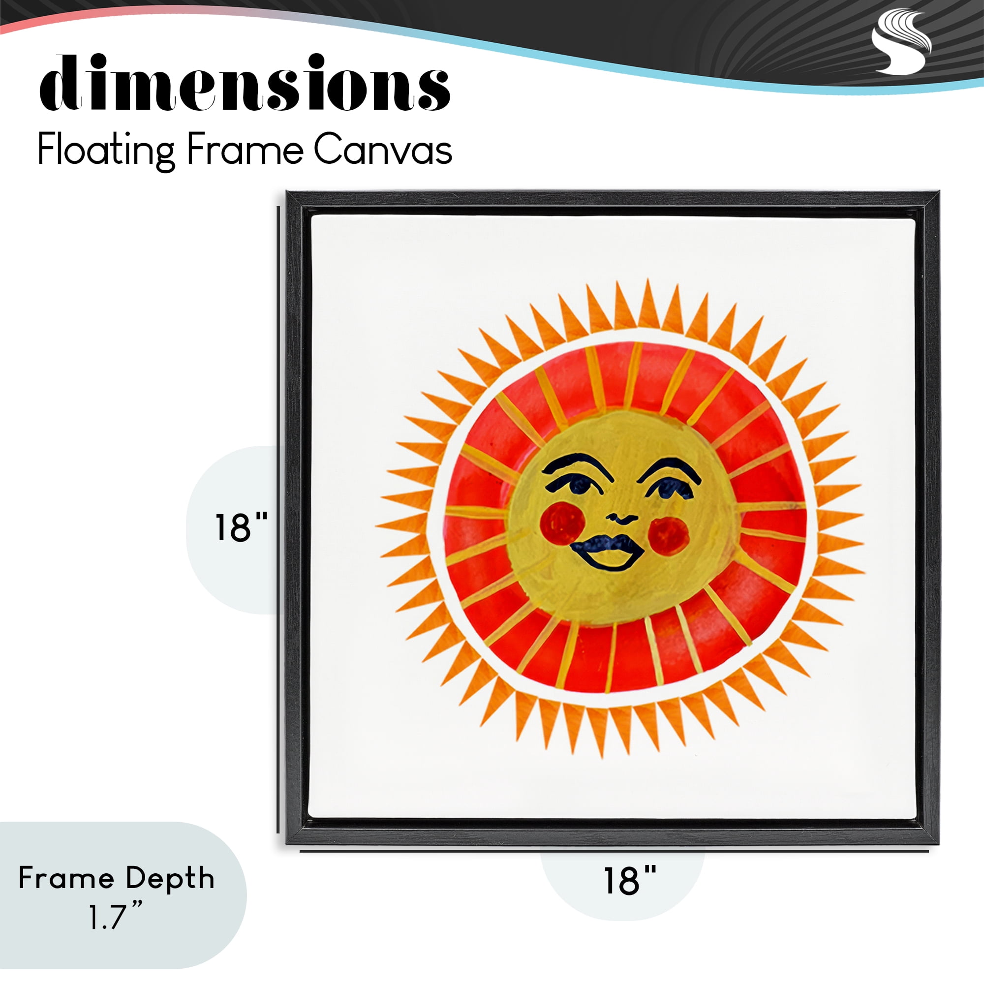 Stupell Industries Cheerful Boho Sun Black Framed Floater Canvas Wall Art, design by Katherine Herrell Studio