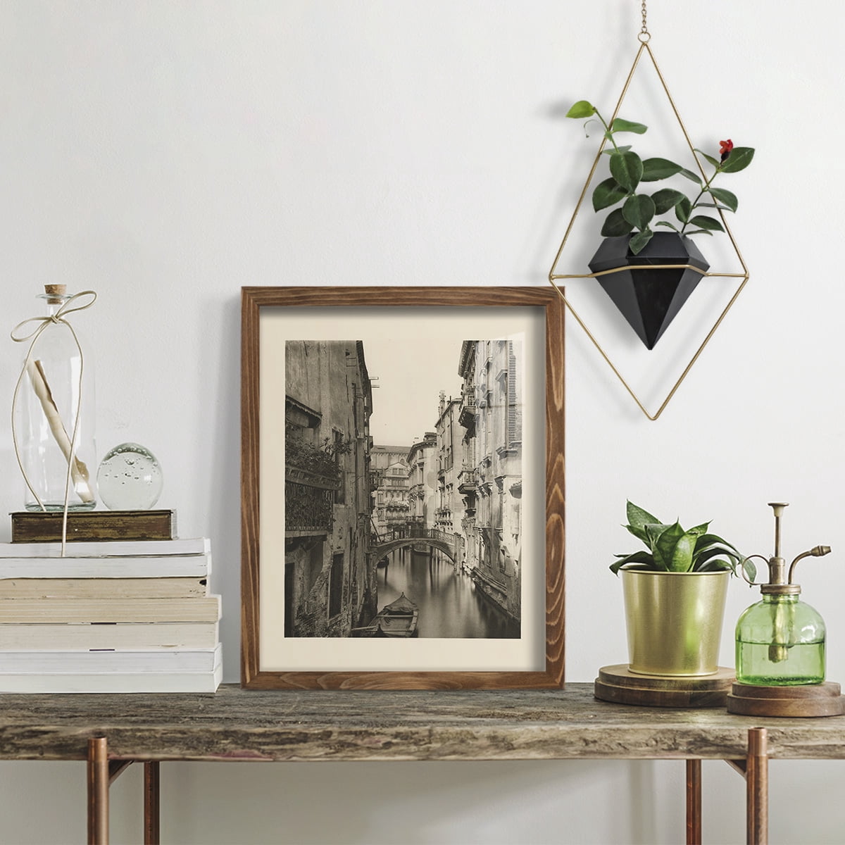 Vintage Views of Venice IV - Framed Print w/glass - Walnut