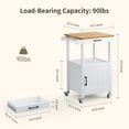 thumbnail image 4 of Aiho Rolling Kitchen Island Cart with Storage and Rubber Wood Countertop, White, 4 of 8