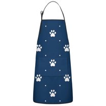 Paw Print Apron-Garden Aprons for Women with Pockets-Cotton Linen Waterproof Kitchen Cooking Gardening Aprons Adjustable for Kitchen,Cooking,BBQ and Salon 33x27 Inch