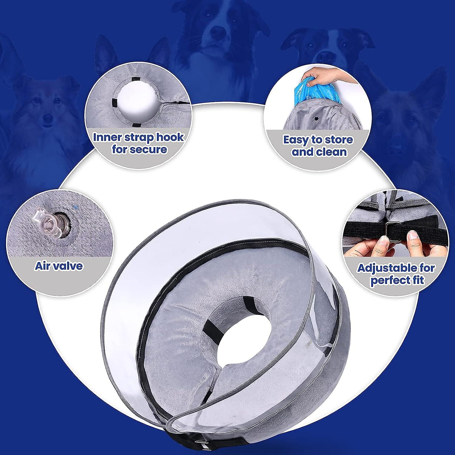 Dog Cone Inflatable Dog Cone After Surgery for Small Medium and Large Dogs Soft Cones with Enhanced Anti licking Walmart