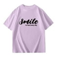 thumbnail image 5 of Huowey Children Kids Girls Funny Shirts Short Sleeve Heart Print Crewneck Loose Fit Fashionable Summer T Shirts Kids Oversized Tops Casual Back To School Tees Casual Tee Tops,Purple,5-6 Years, 5 of 8