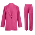 thumbnail image 3 of Women's Casual Long Sleeve Solid Lapel Cardigan Blazer Jacket Pants Set Rose Red XXL, 3 of 4