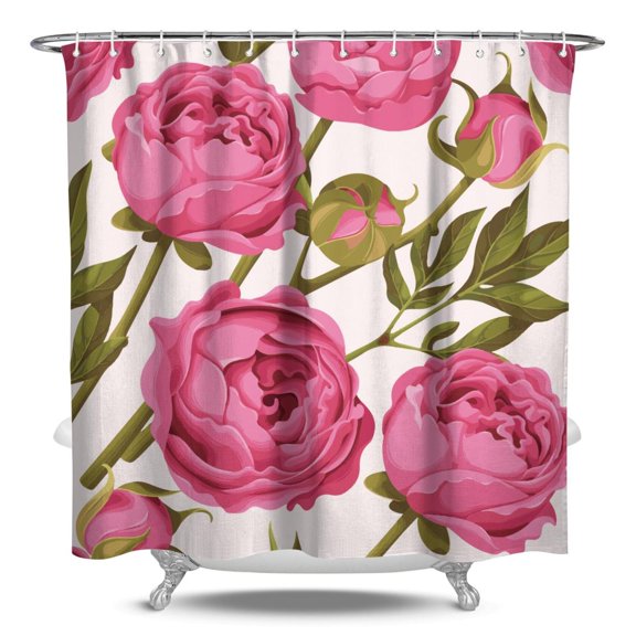 Waterproof Pioneer Shower Curtain 84x72 Inch Polyester Unique Colorful Floral Shower Curtain for Bathroom Hotel Home Decor with 12 Plastic Hooks