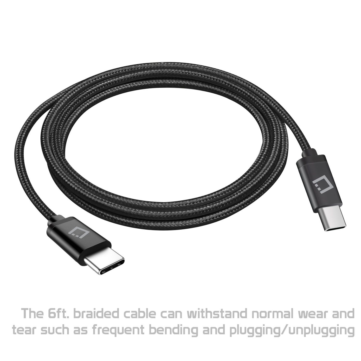 Cellet USB-C to USB-C Cable Compatible with Nokia C2 Tava, Heavy Duty Braided USB Type-C to Type-C Cable (6 feet/1.8 meters) and Atom Wipe - image 5 of 9