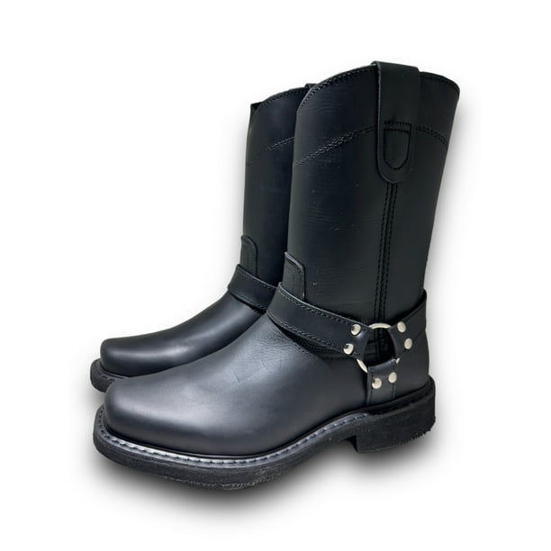 American Welt, Bota Roper Con Argolla De Trabajo Industrial Uso Rudo, Piel Vacuno, Negro Graso, Suela Tacón Negro, Talla 26.0 MX