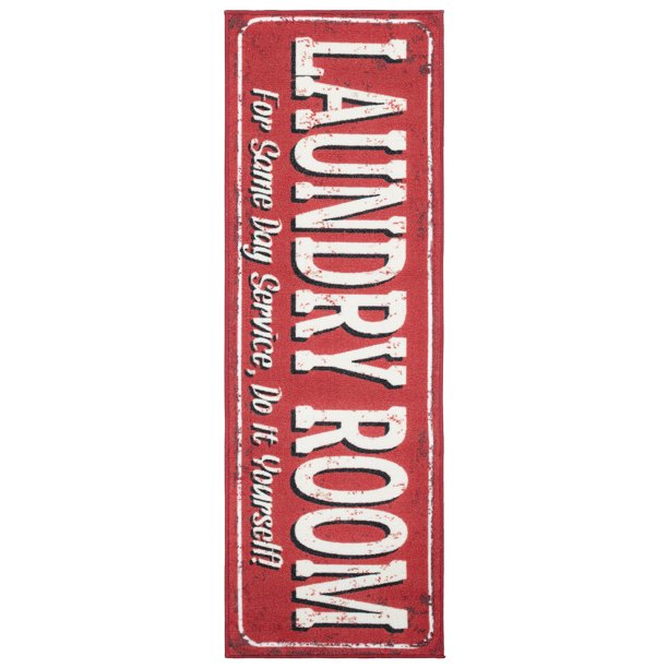 Ottomanson Laundry NonSlip Rubberback Laundry Text 2x5 Laundry Room