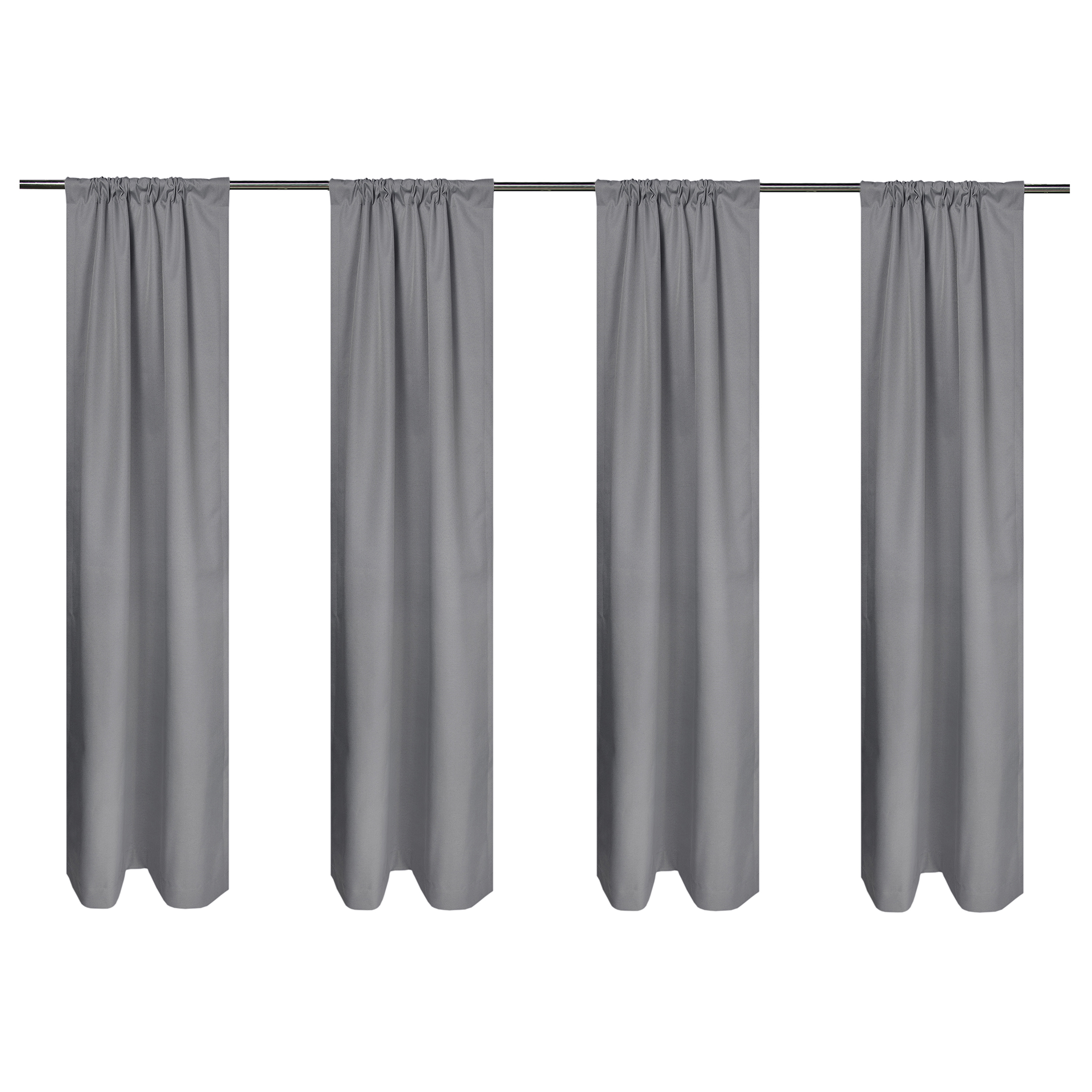Mainstays Gray Solid Blackout Rod Pocket with Back Tabs Curtain Panels 4PC Set, Set of 4, 30" W x 84" L
