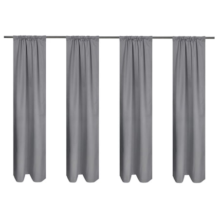 mainstays gray solid blackout rod pocket with back tabs curtain panels 4pc set set of 4 30 w x 84 l