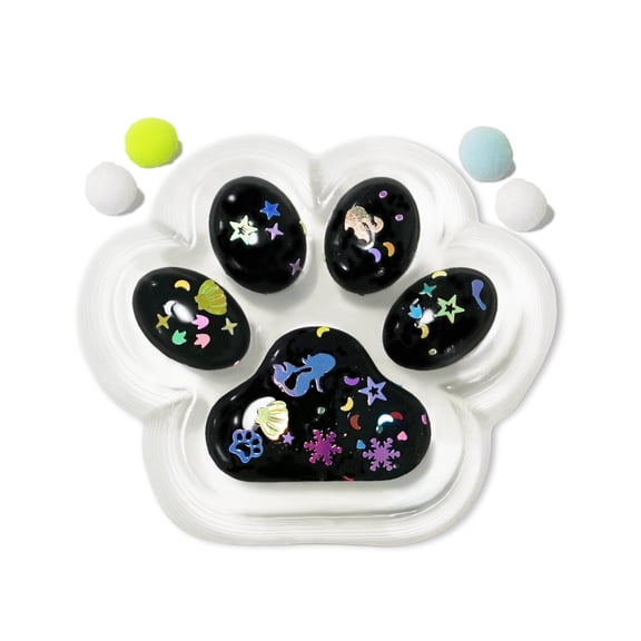 Cat Paw Squeeze Toys 4 inch Stress Relief Toy Cute Squishies Sensory Toys , Sticky Squeeze Fur Ball, Funny Fidget Novelty Things Gift Suitable for Adults Kids,(Black Paw)