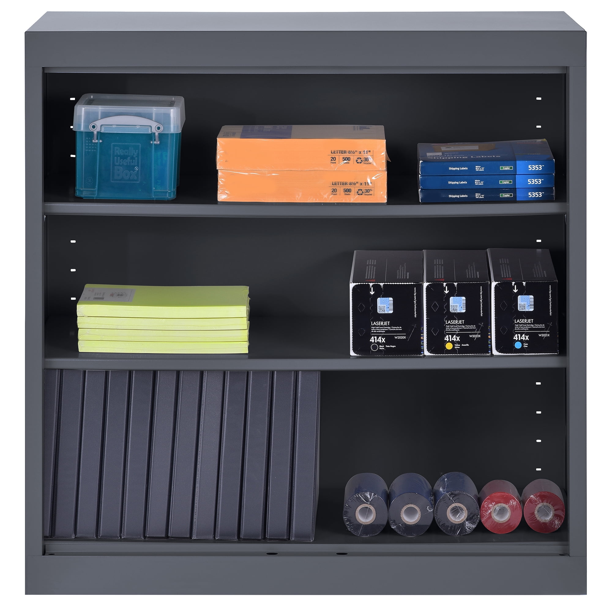 Sandusky Welded Steel Freestanding Bookcase Storage Cabinet, Charcoal