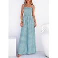 thumbnail image 3 of PRETTYGARDEN One Piece Jumpsuits for Women Summer Sleeveless Smocked Gingham Wide Leg Date Night Rompers Spring Outfits, 3 of 10