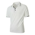 thumbnail image 6 of MIXUE Polo Shirts For Men Summer Solid Color Lapel Button Down Short Sleeve Slim Fit Casual Holiday Wear,White,M, 6 of 9