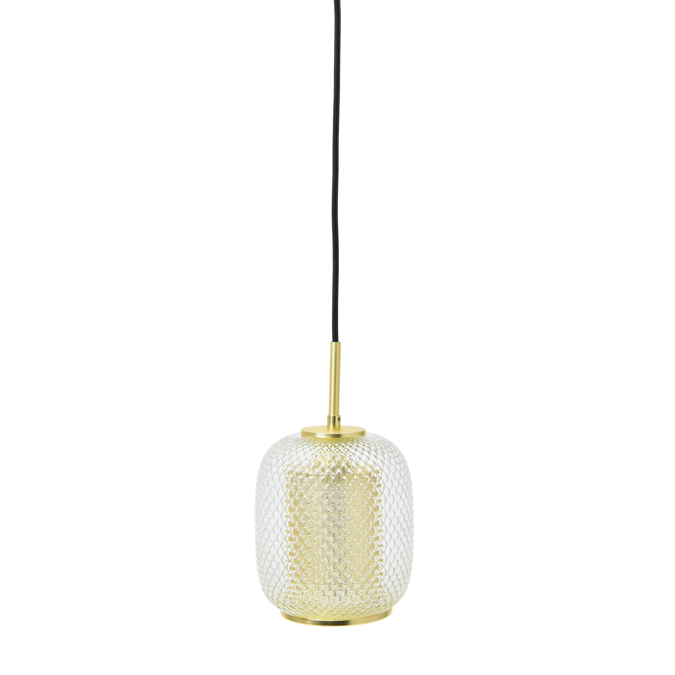 Creative Co-Op Vintage Embossed Glass and Metal Ceiling Light, Clear and Gold