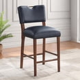 thumbnail image 3 of Comfort Pointe Bonito 26" Faux Leather & Wood Counter Stool in Blue/Walnut, 3 of 11