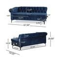 thumbnail image 4 of Noble House Rustyn Velvet Sectional Chaise Sofa, Midnight Blue, Blue, 4 of 9