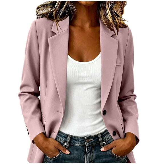 cocolona Womens Blazers for Women Open Front Lapel Long Sleeve Button Outwear Suit Coat Business Work Office Suit Jacket with Pockets