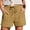 Khaki aa3, variant on Summer Cotton Linen Shorts for Women Elastic High Waist Casual Solid Lounge Shorts Drawstring Comfy Beach Short Pants