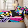 thumbnail image 5 of Manfei Classic Plaid Zipper Twin Comforter Sets with Fitted Sheet and 2 Pillowcases,Vintage Check Zipper Bedding Set,Pink Blue Yellow,Black Reversible,4pcs, 5 of 8