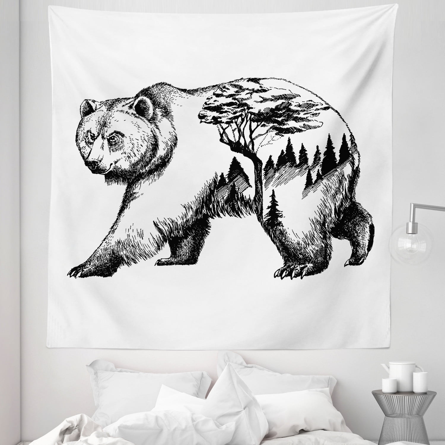 Printed in the USA Bear Tapestry Wall Hanging Mountain Bears Nature Wildlife Tapestries Dorm Room Bedroom Decor Art Small to Giant Sizes 