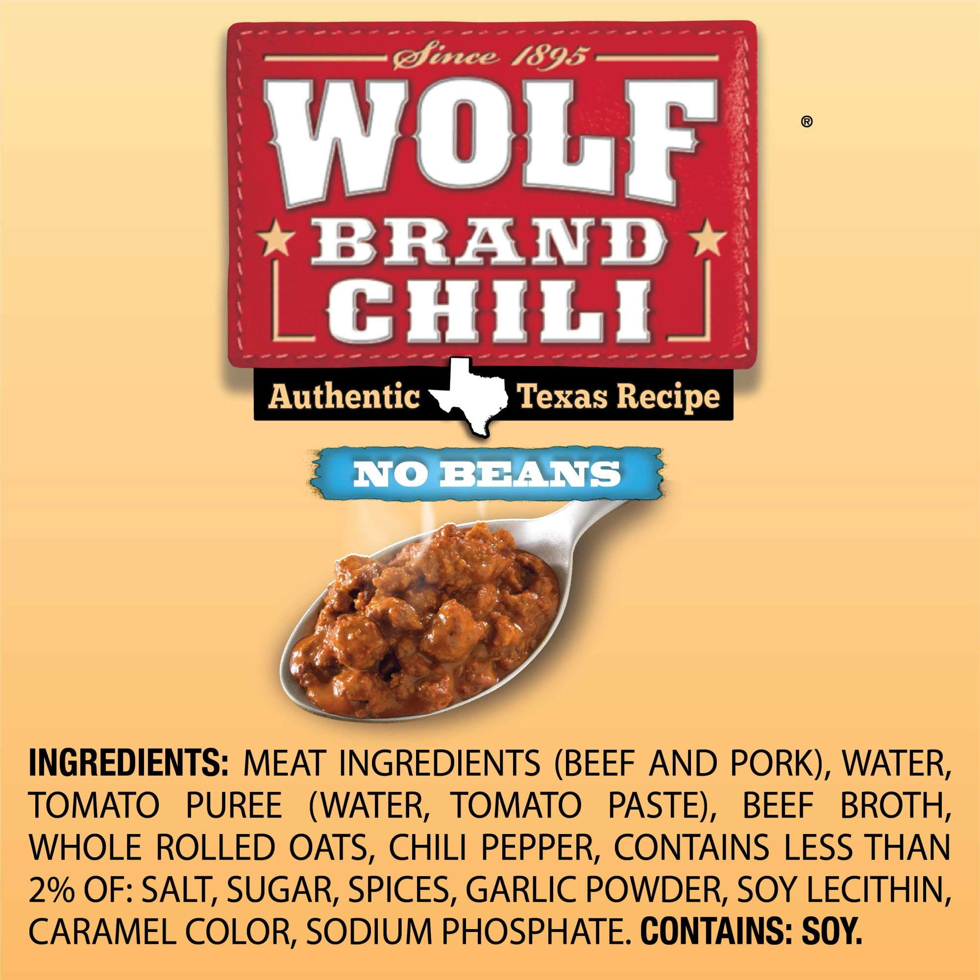 Wolf Brand Chili No Beans, Chili Without Beans, 25g Protein Per Serving, 15 oz. Can