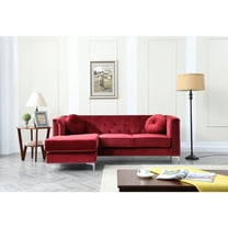 Glory Furniture Pompano Velvet Sofa Chaise in Burgundy