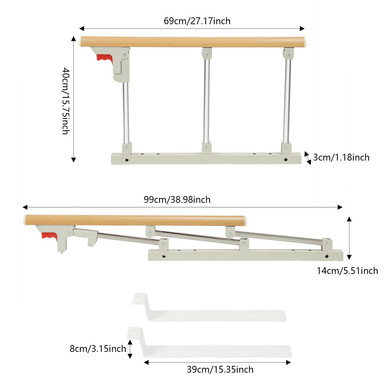 DENEST Wood color Bed safety railings enhance bedside safety and provide peace of mind